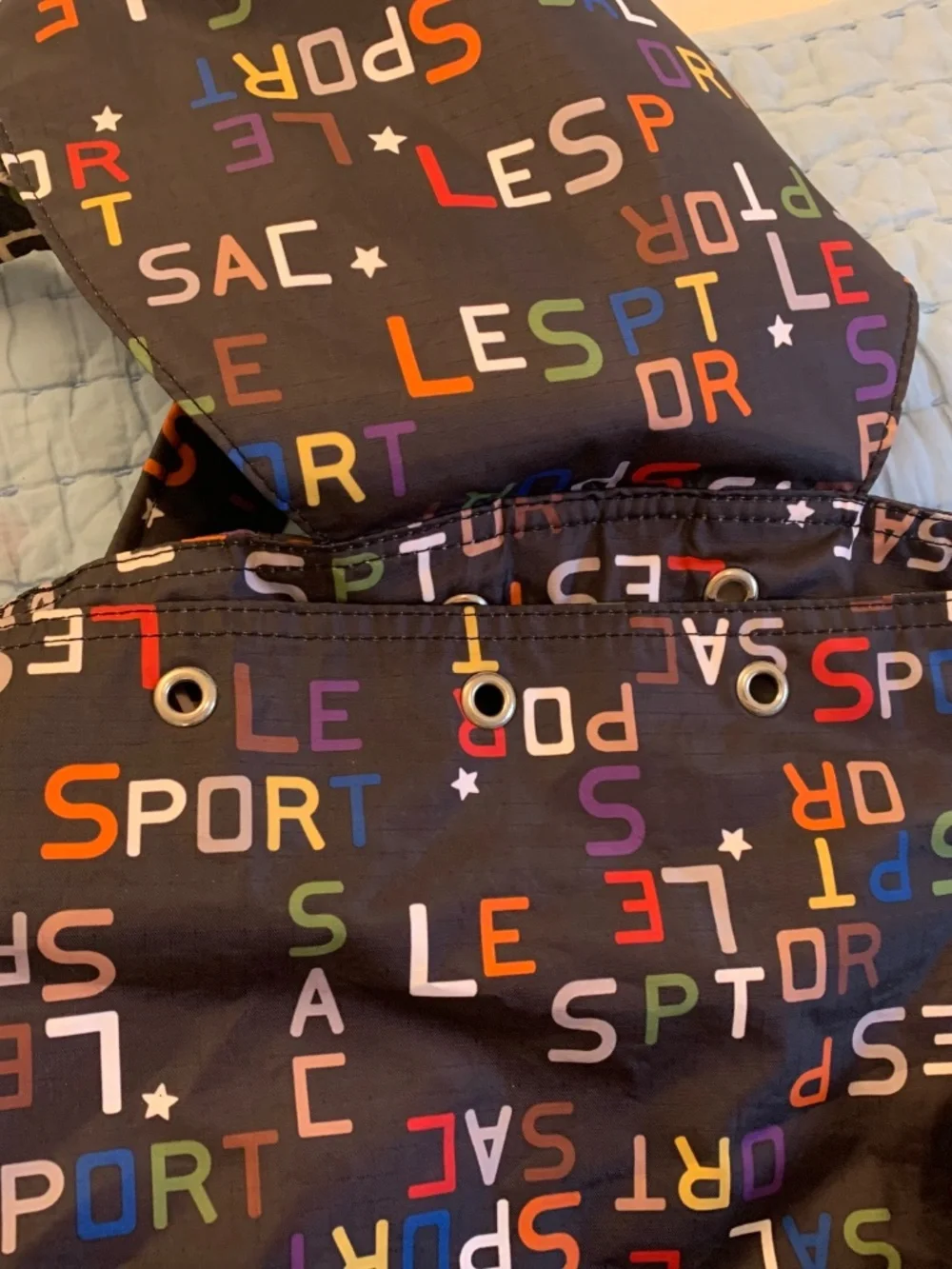 LeSportsac Large Rucksack Backpack Black with Colorful Letters